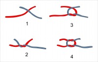 плоский узел для связывания вышивальных ниток