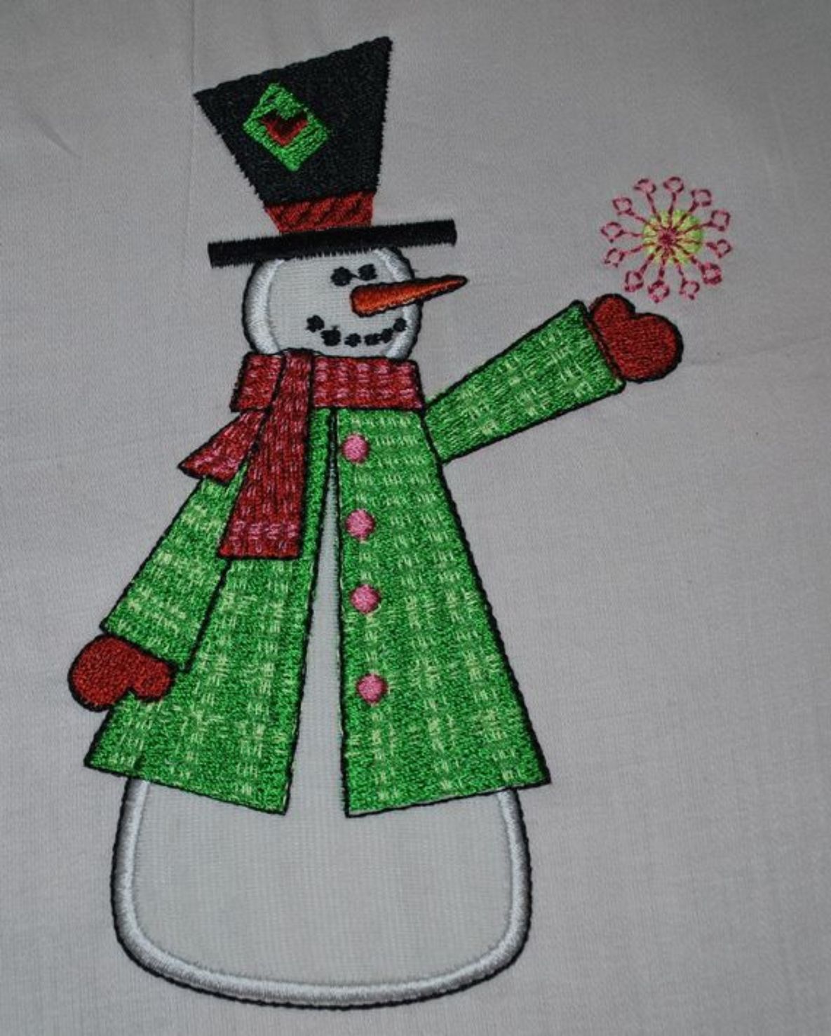 снеговик с аппликацией для машинной вышивки